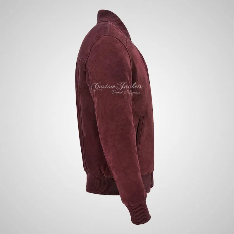 JACK Maroon Suede Bomber Jacket Varsity Suede Jacket
