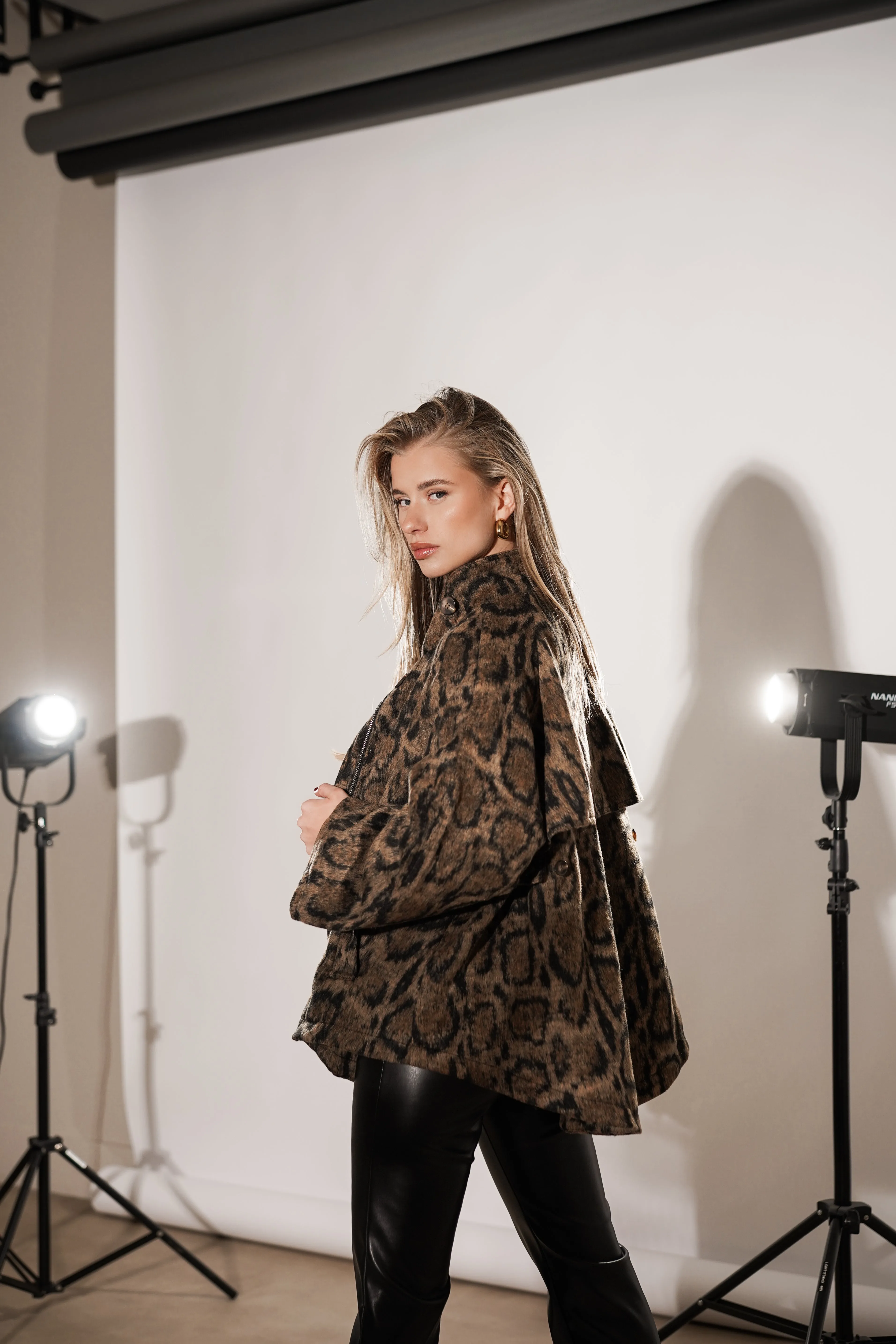 Jacket oversized met leopard print - Mila