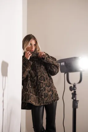 Jacket oversized met leopard print - Mila