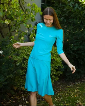 Jackie O`Loungewear Teal Junior Swim Top & Skirt Set
