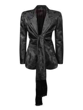 Jacquard Knot Fringes Black Jacket