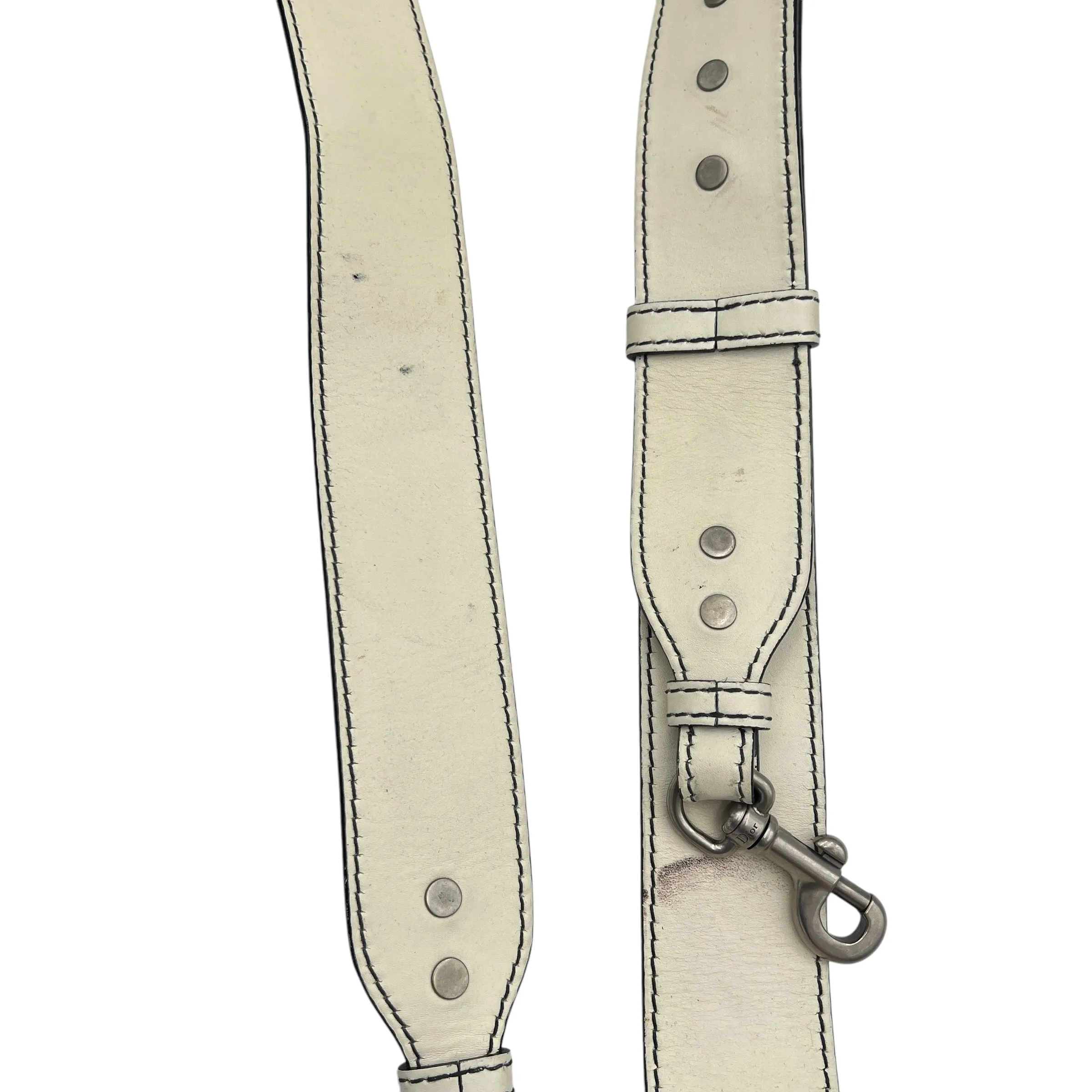 J'adior White Crossbody Bag in Calfskin, Silver hardware