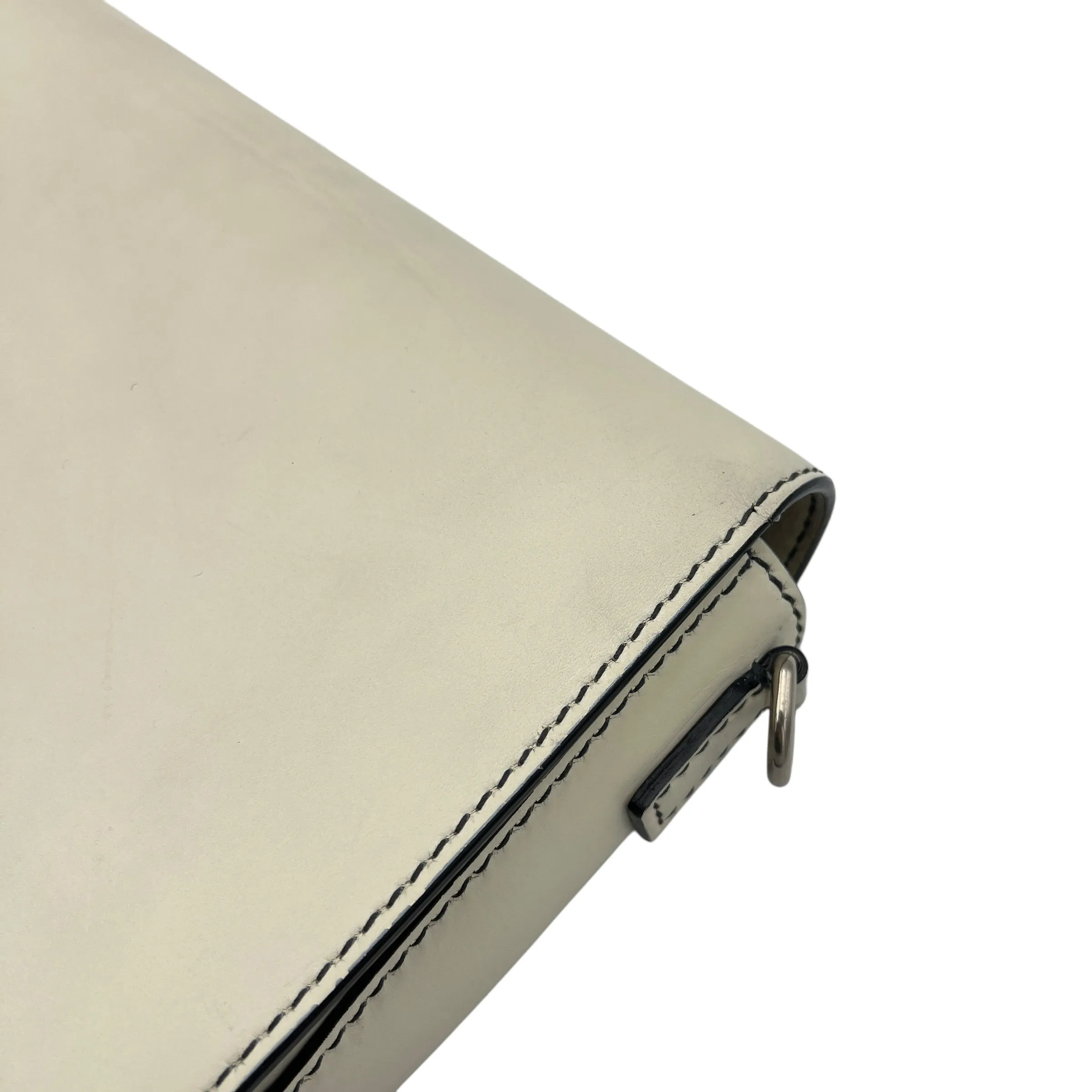 J'adior White Crossbody Bag in Calfskin, Silver hardware