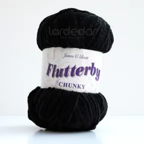 James C Brett Flutterby Chunky - B30 - Black - 100g Chenille Plush