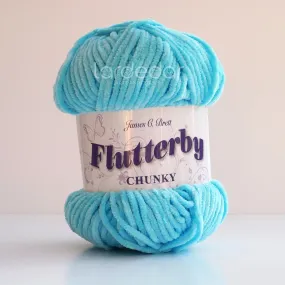 James C Brett Flutterby Chunky - B46 - Aqua - 100g Chenille Plush