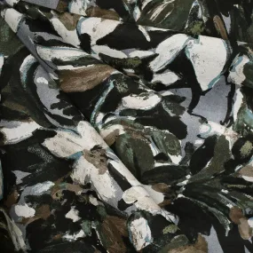 Japanese Layered Mottled Floral Linen Blend Shirting Black/Slate