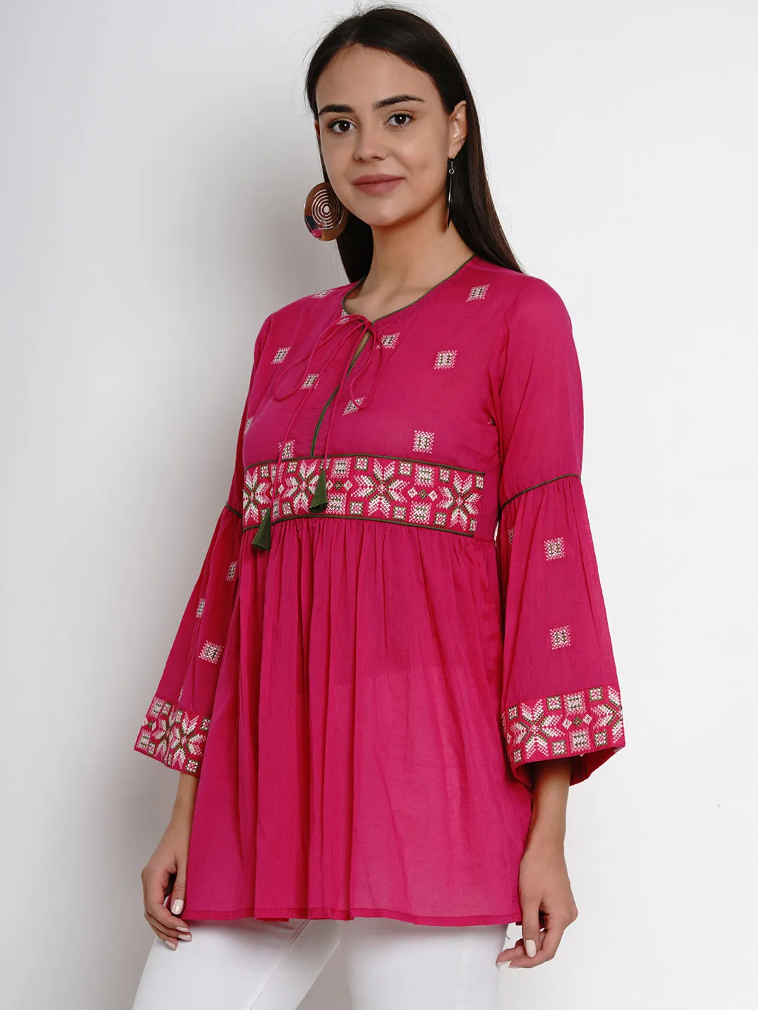 Jashvi Fuchsia Pink Embroidered Tunic