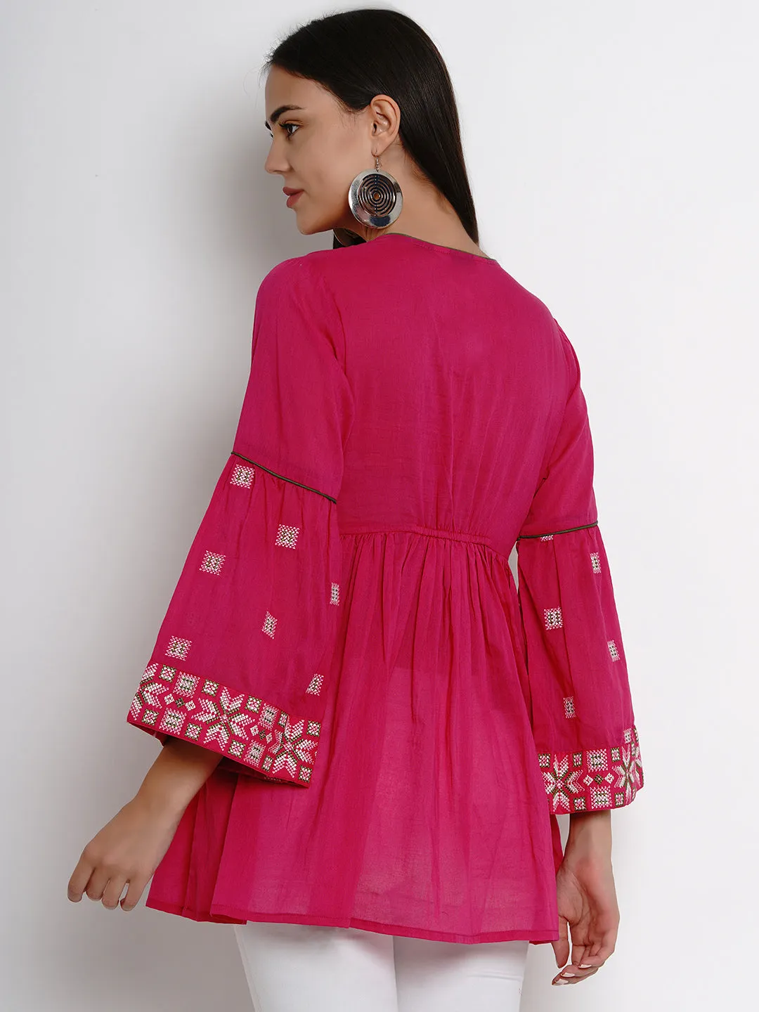 Jashvi Fuchsia Pink Embroidered Tunic