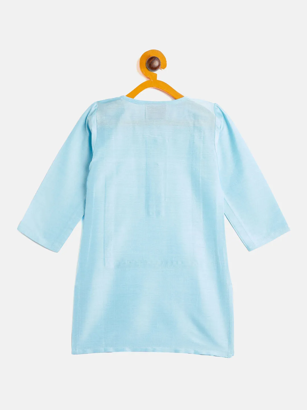 Jashvi SISHU Girls' Aqua Blue Viscose Kurta And Straight Pant Set