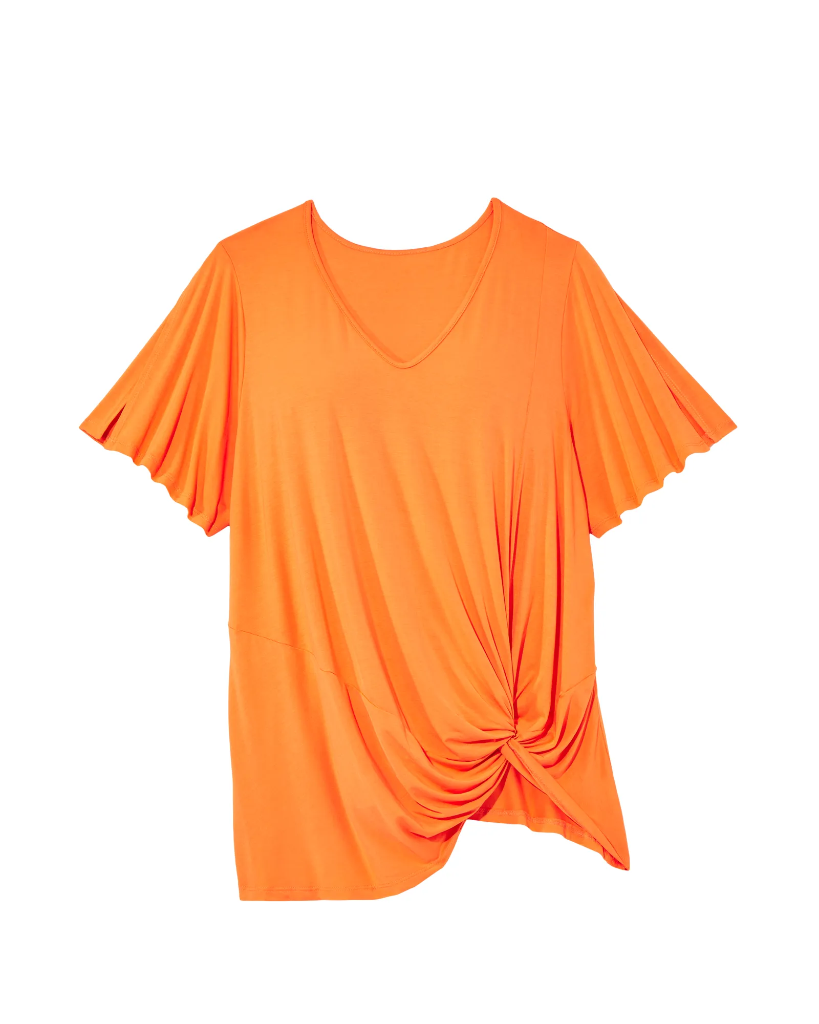 Jasmine Knotted VNeck Tee | Orange