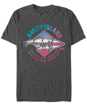 Jaws Amity Island Fifth Sun Men's Short Sleeve Ripped T-Shirt Multi