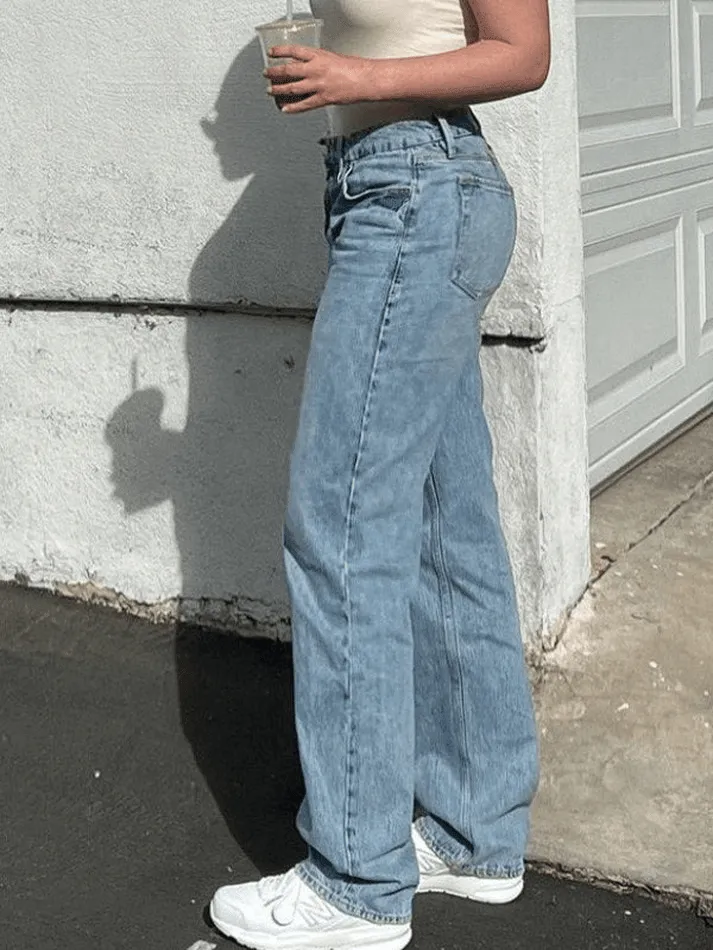 Jean boyfriend classique délavé moyen