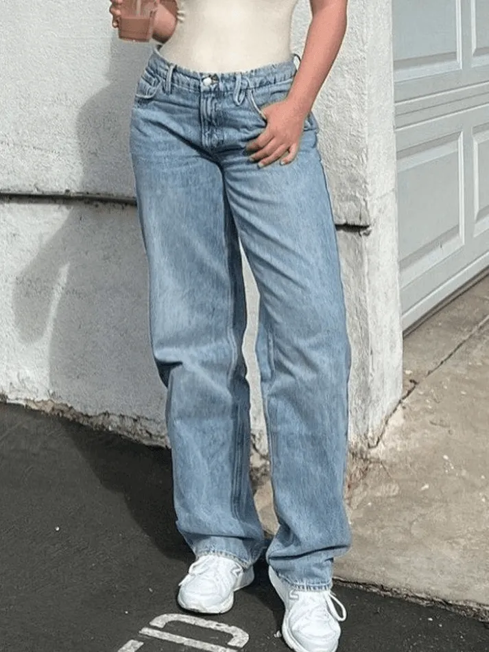 Jean boyfriend classique délavé moyen