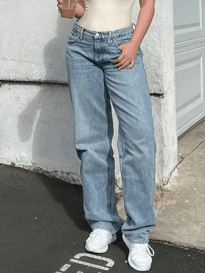 Jean boyfriend classique délavé moyen
