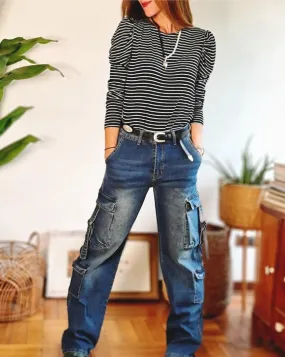 Jeans Cargo Azul.