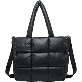 Jen & Co. Kiersten Puffer Hobo W/Strap Black Synthetic