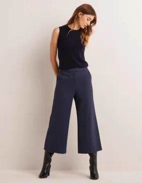 Jersey Wide Leg Culottes-Navy