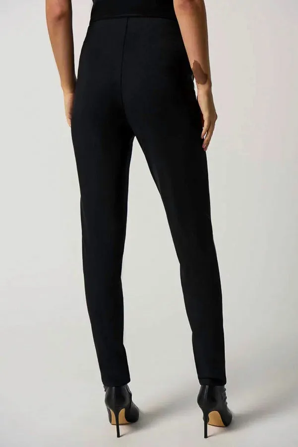 Joseph Ribkoff 233012 Black Faux Leather Panel Pull On Skinny Pants