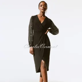 Joseph Ribkoff Wrap Dress With Beaded Sleeves - Style 243726