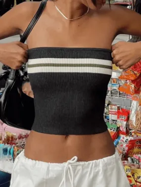 Joskaa Knit Striped Bandeau Crop Top