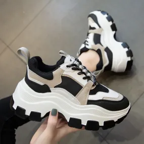 Joskaa  Platform Sneakers Woman White Thick Bottom Casual Shoes Ladies 2024 Chunky Sneakers Shoes For Women Black Zapatos Mujer