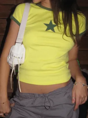 Joskaa Star Printed Ringer Crop Top