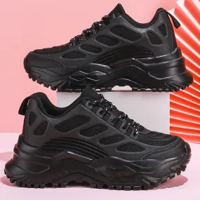 Joskaa  Women White Chunky Sneakers Vulcanize Shoes Plus Size 35-45 Couple Platform Running Sneakers Ladies Black Casual Shoes