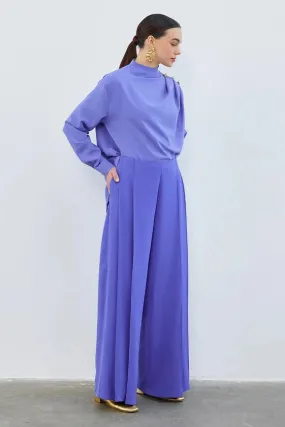 Judi Pleated Loose High Waist Trousers Lavender