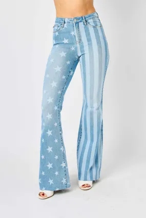 Judy Blue Reg/Plus High Waist Stars And Stripes Flare Jeans