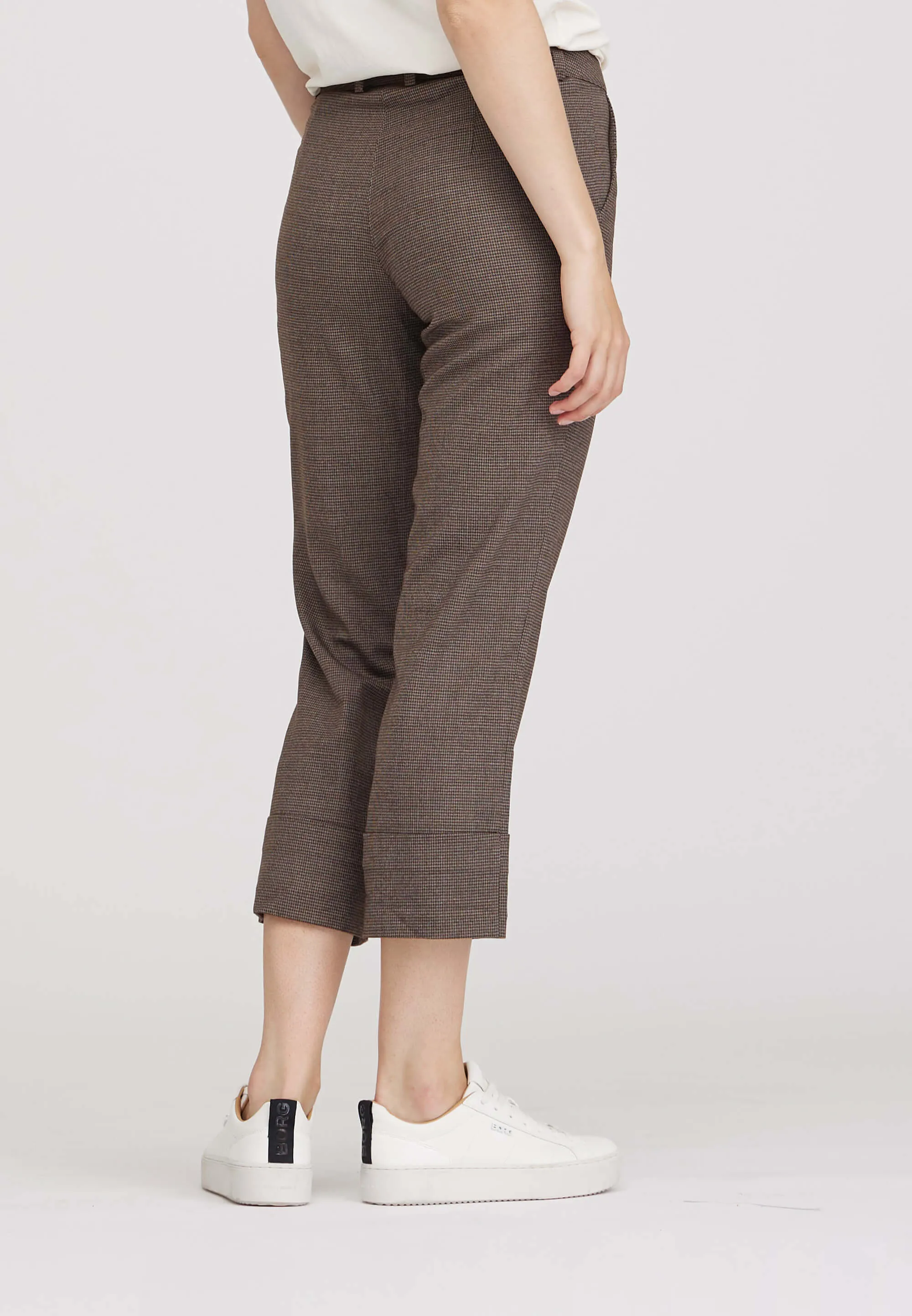 Judy Turn-Up Straight Crop - Chocolate Chip H. Check