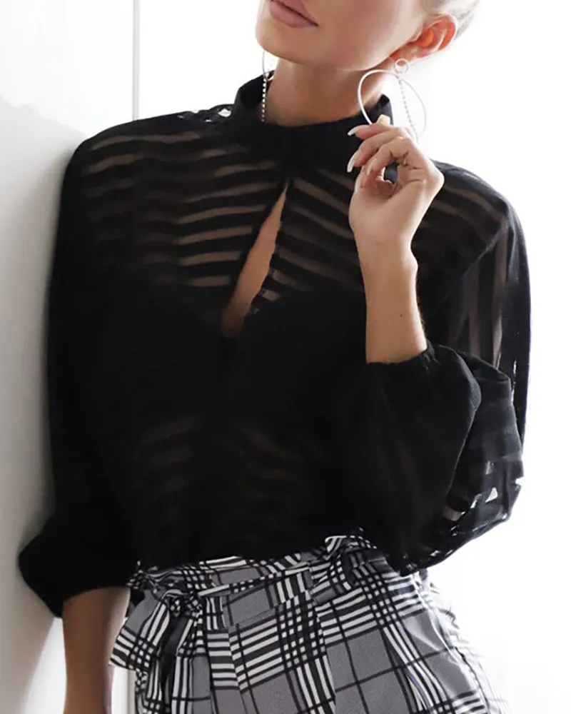 Julia Fashion - Fashion Sexy Shirt Women Mesh Blouses