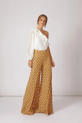 Julia Mustard Polka Dot Wide Leg Pants
