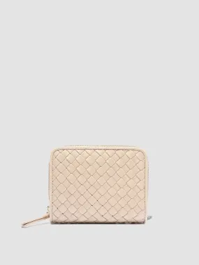 JULIET 102 - Ivory Woven Leather Zip-Around Wallet