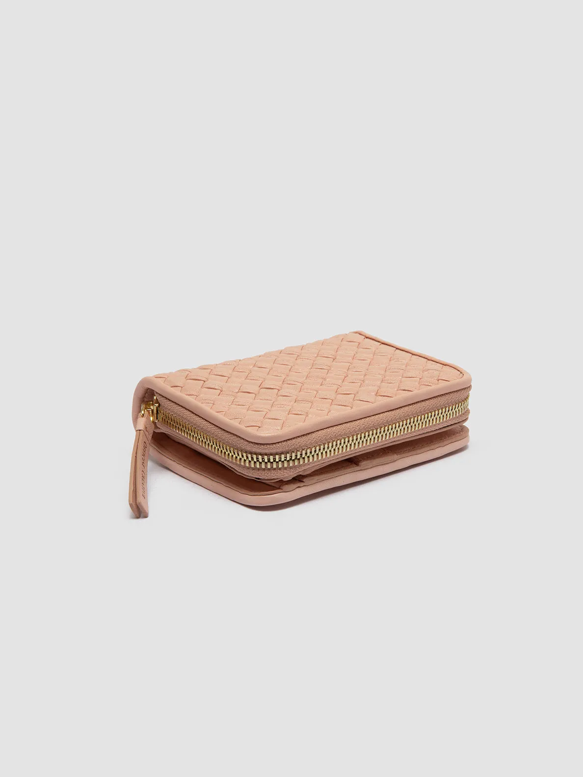 JULIET 102 - Rose Woven Leather Zip-Around Wallet
