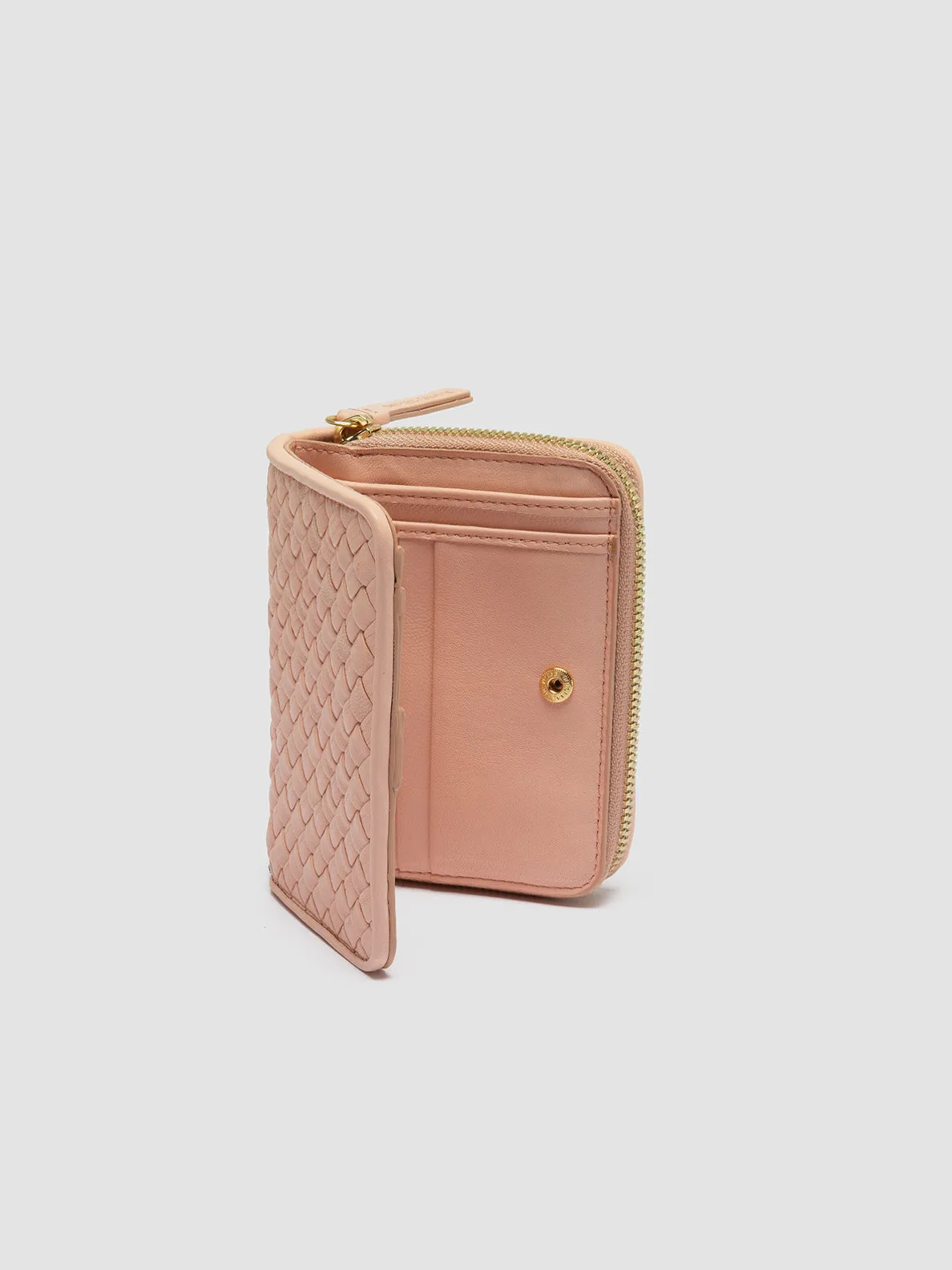JULIET 102 - Rose Woven Leather Zip-Around Wallet
