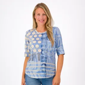 Just White Printed Top with Rhinestone Detail - Style J2977
