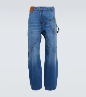 Jw Anderson Wide Leg Twist Jeans, Blue