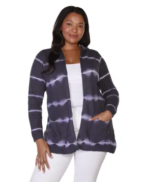 Kamila Tie-Dye Hooded Cardigan | Navy/White
