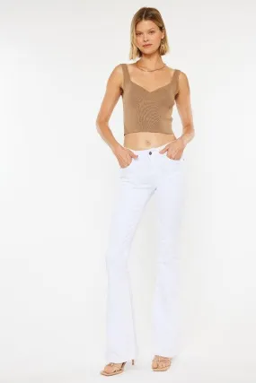 Kancan White Mid Rise Flare Jeans