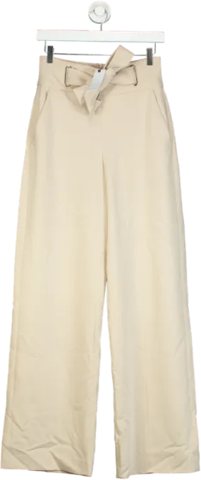 Karen Millen Camel Tailored Eyelet Detail Belted Straight Leg Trousers UK 6