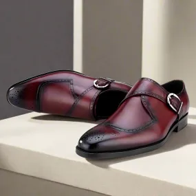 Karl Burgundy Single Monk Strap