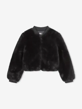Karl Lagerfeld Girls Faux Fur Jacket in Black