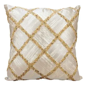 Kathy Ireland Beaded Diamonds Gold 20" x 20" Throw Pillow