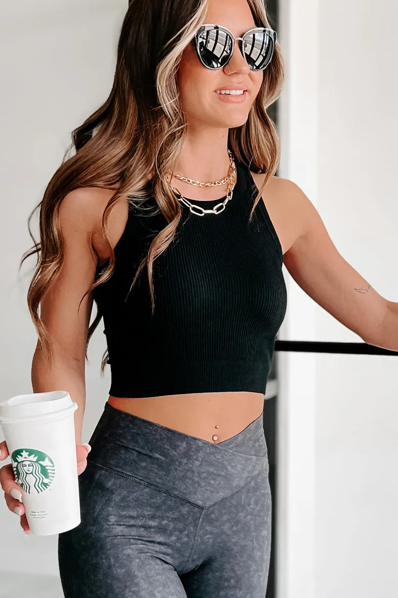 Keeping Basic Padded Crop Top (Black)