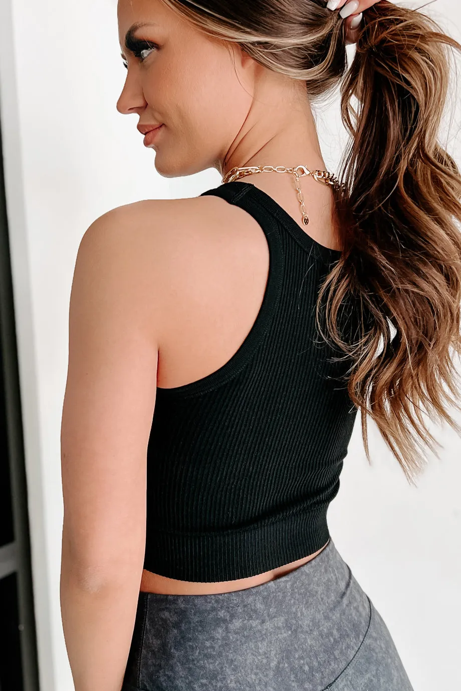 Keeping Basic Padded Crop Top (Black)