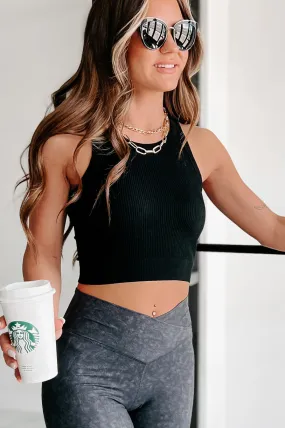 Keeping Basic Padded Crop Top (Black)