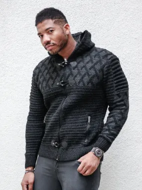 [Keith] Black Long Sleeve Cross Pattern Hoodie
