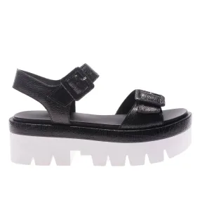 KENDALL   KYLIE - WAVE BLACK LEATHER SANDALS **FREE SHIPPING**