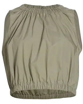 Khaki Elastic Cropped Tank