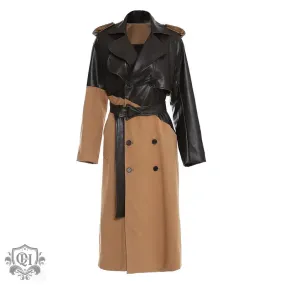 Khaki Lace-Up Long Coat